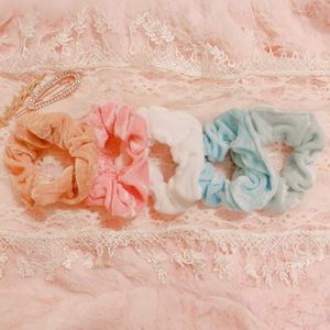 Pastel Velvet Scrunchies Set